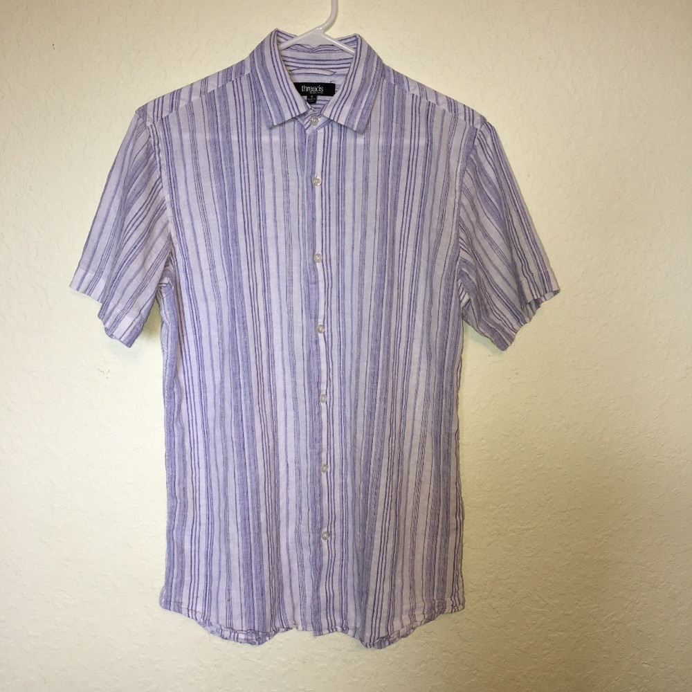 threads Saks Fifth Avenue linen blend men's shirt. Size S.